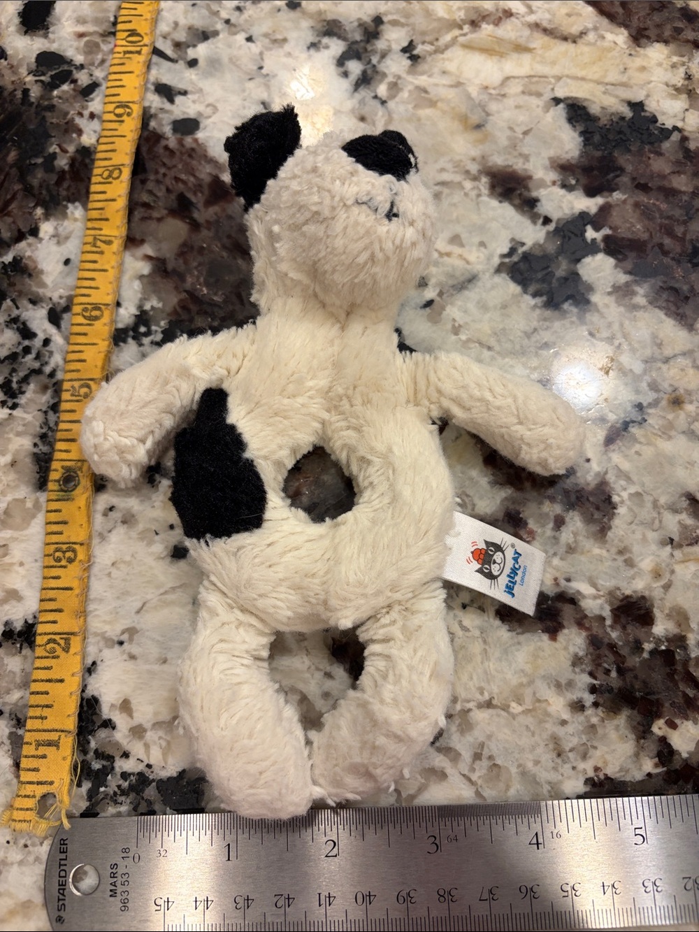 Jellycat Cream and Black Puppy Plush Teether